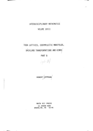 Toda Lattices, Cosymplectic Manifolds, Backlund Transformations and Kinks