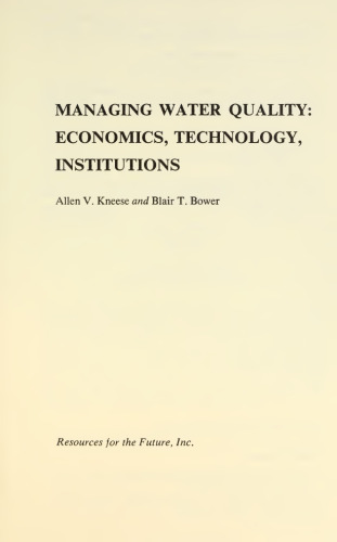 Managing water quality : economics, technology, institutions