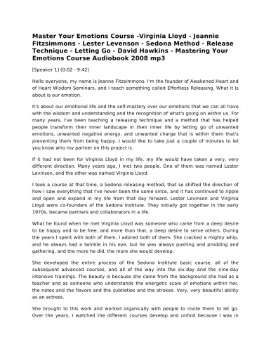 Choose Freedom ( Mastering your Emotions ) : Master your emotions Course Sedona Method Lester Levenson