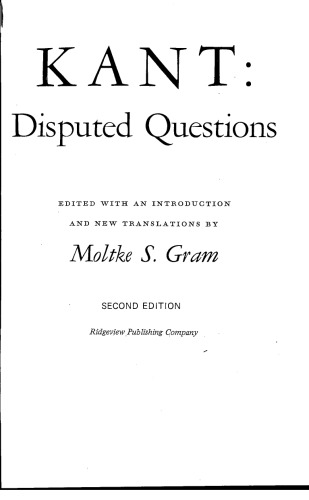 Kant: Disputed Questions