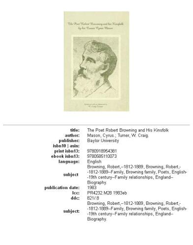 The poet Robert Browning and his kinsfolk