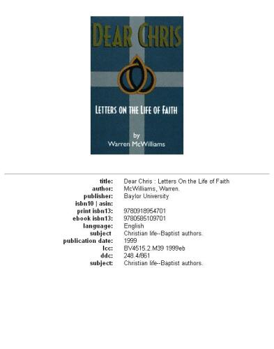 Dear Chris: letters on the life of faith