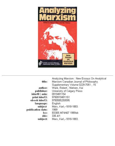 Analyzing Marxism: new essays on analytical Marxism