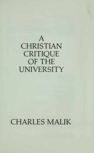Christian Critique of University