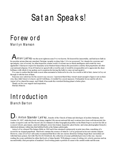 Satan Speaks!