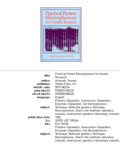 Practical protein electrophoresis for genetic research