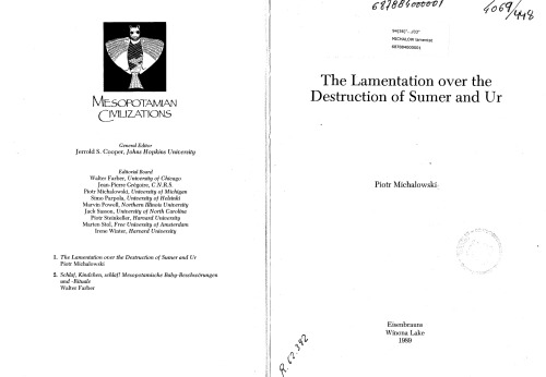 The lamentation over the destruction of Sumer and Ur