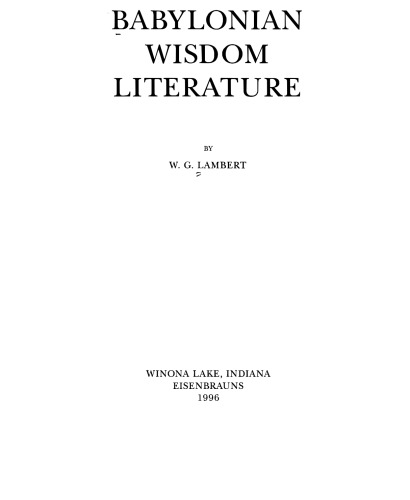Babylonian Wisdom Literature