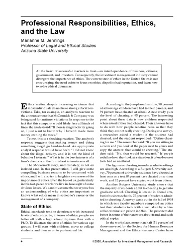 Ethical Issues for Today's Firm