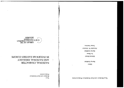 National Character and National Ideology in Interwar Eastern Europe (Yale Russian and East European Publications)