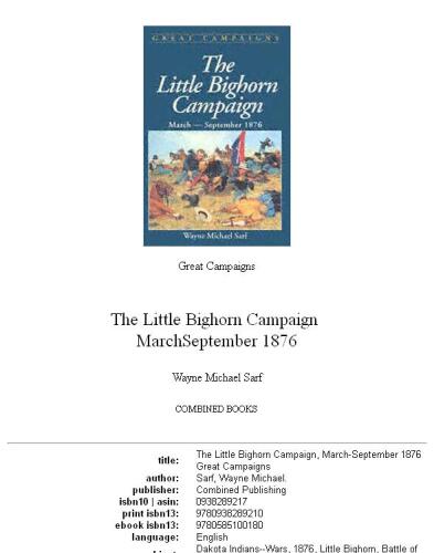 The Little Bighorn campaign, March-September 1876