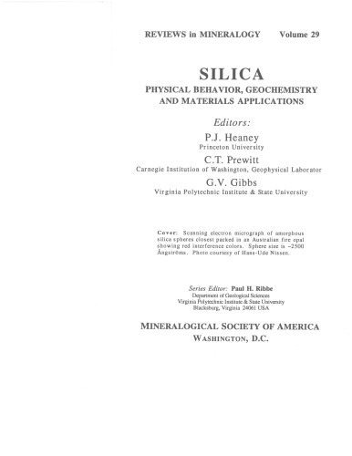 Silica - Physical Behavior, Geochemistry and Materials Applications