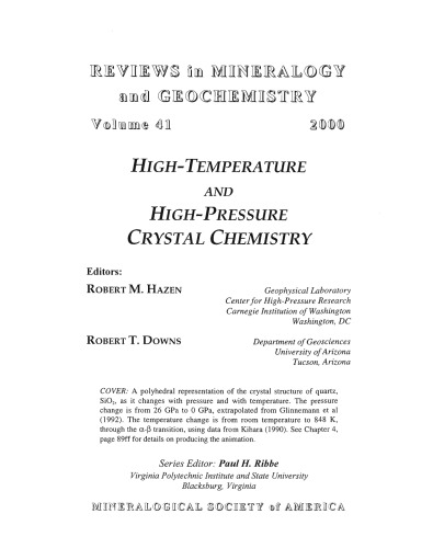 High-Temperature and High-Pressure Crystal Chemistry