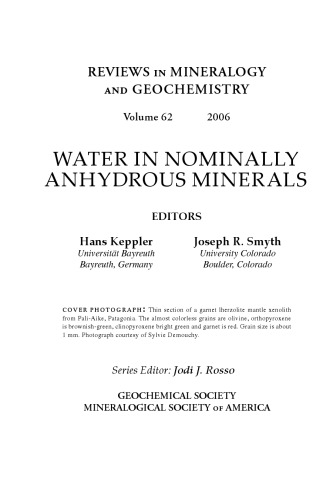 Water in Nominally Anhydrous Minerals