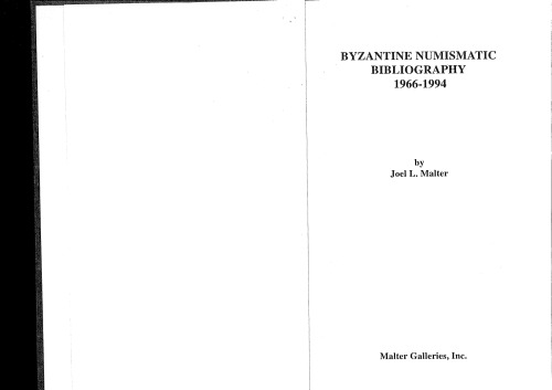 Byzantine numismatic bibliography, 1966-1994