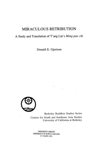 Miraculous Retribution: A Study and Translation of Tang Lin's Ming-Pao Chi