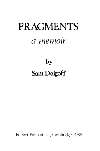 Fragments: A Memoir