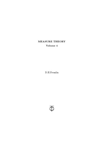 Measure Theory: Topological Measure Spaces (Vol. 4)