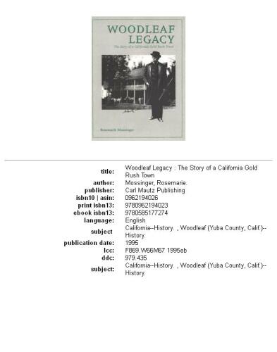 Woodleaf Legacy: The Story of a California Gold Rush Town