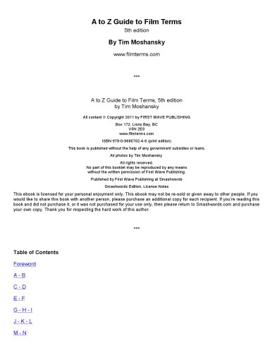 A to Z Guide to Film Terms