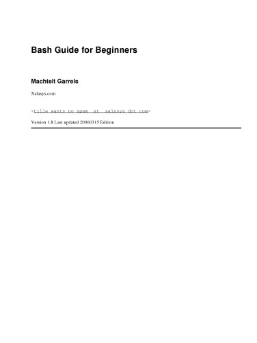 Bash Guide For Beginners