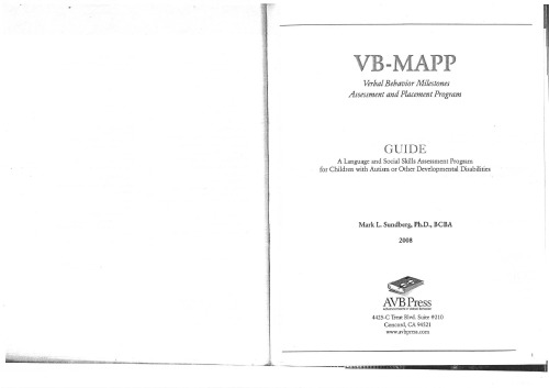 VB-MAPP: Verbal Behavior Milestones Assessment and Placement Program