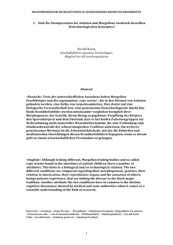 MILIEUMEDIZINISCHE BETRACHTUNGEN ZU GEOENGINEERING-BEDINGTEN KRANKHEITEN 1. Sind die Darmparasiten bei Autisten und Morgellons Ausdruck desselben technologischen Konzeptes?