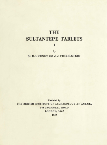 The Sultantepe Tablets I