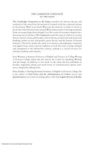 The Cambridge Companion to the Essay