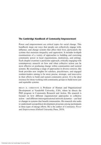 The Cambridge Handbook of Community Empowerment
