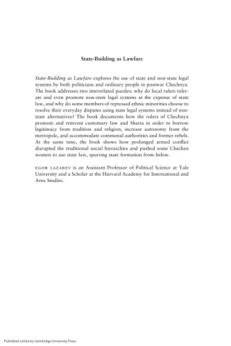 State-Building as Lawfare: Custom, Sharia, and State Law in Postwar Chechnya