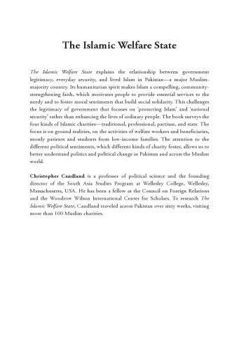 The Islamic Welfare State: Muslim Charity, Human Security, and Government Legitimacy in Pakistan