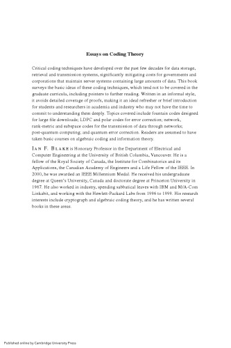 Essays on Coding Theory
