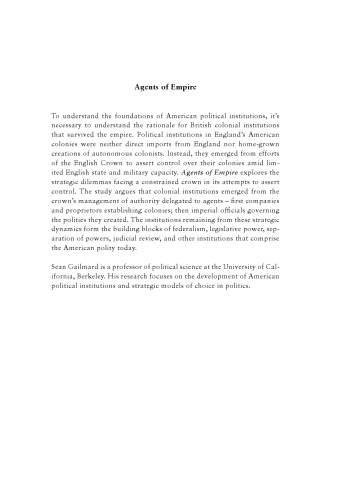 Agents of Empire: English Imperial Governance and the Making of American Political Institutions
