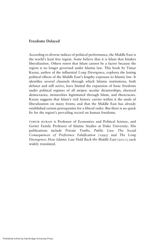 Freedoms Delayed: Political Legacies of Islamic Law in the Middle East