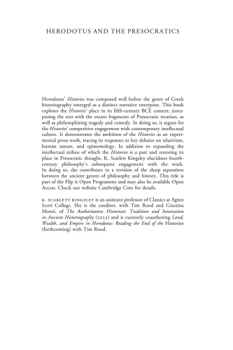 Herodotus and the Presocratics: Inquiry and Intellectual Culture in the Fifth Century BCE