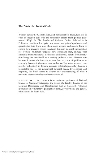 The Patriarchal Political Order: The Making and Unraveling of the Gendered Participation Gap in India (Cambridge Studies in Comparative Politics)
