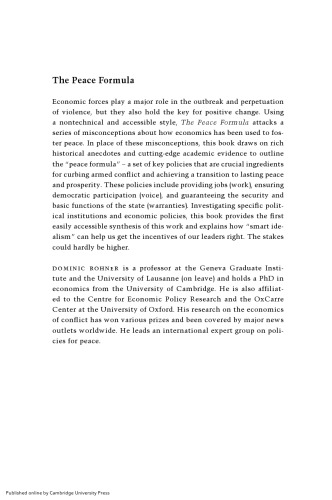 The Peace Formula: Voice, Work and Warranties, Not Violence