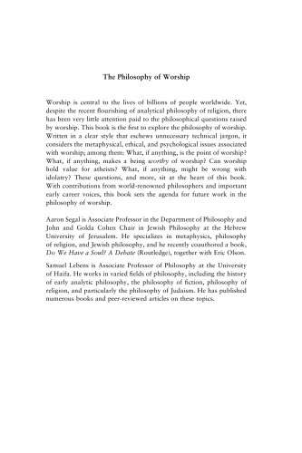 The Philosophy of Worship: Divine and Human Aspects