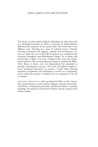 The Limits of Erudition: The Old Testament in Post-Reformation Europe