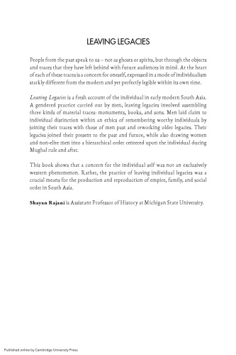 Leaving Legacies: The Individual in Early Modern South Asia