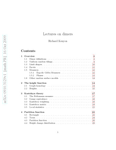 Lectures on dimers