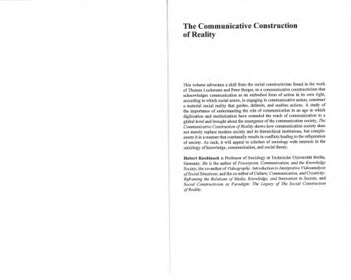 The Communicative Construction of Reality