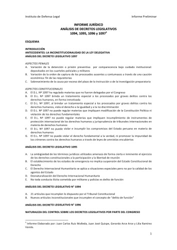 Análisis de decretos legislativos 1094, 1095, 1096 y 1097. Informe jurídico