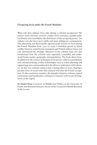 Occupying Syria under the French Mandate: Insurgency, Space and State Formation
