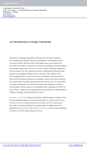An Introduction to Design Arguments (Cambridge Introductions to Philosophy)