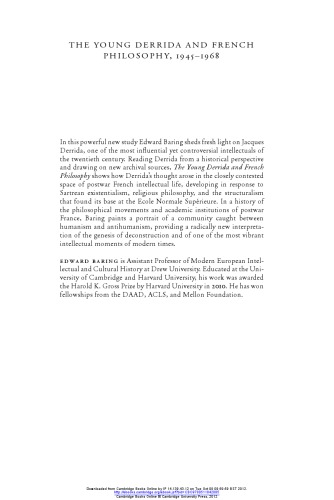 The Young Derrida and French Philosophy, 1945-1968 (Ideas in Context) Hardcover