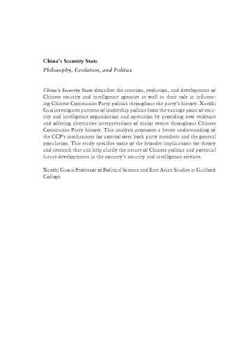 China's Security State: Philosophy, Evolution, and Politics