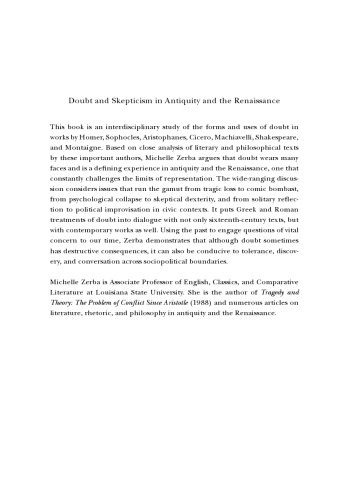 Doubt and Skepticism in Antiquity and the Renaissance