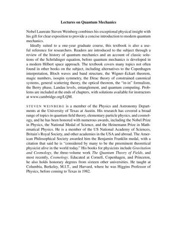 Lectures on Quantum Mechanics